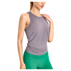 女款 高彈性顯瘦修身排汗運動背心 - 灰色, M(88 x 15 x 64.5cm), 霧灰紫