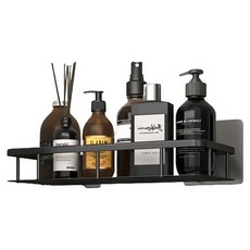 超級工廠 浴室置物架 標準款四方架 無痕貼款, 32 x 12 x 7cm, 經典黑, 免釘免鑽, 1個