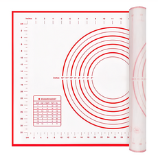 卡特屋 矽膠揉麵墊, 食品級矽膠, 耐熱-40°C~230°C, 0.4mm厚, 紅/白色, 60 x 60cm, 1個