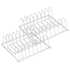 SHCJ 生活采家 304不鏽鋼廚房8格淺碟盤收納架 寬19.1*深21.4*高8cm 台灣製, 銀色, 2個