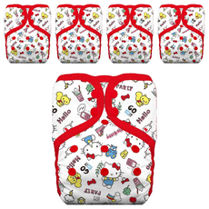 THiRSTiES 魔鬼氈成長型口袋式布尿布 SANRIO聯名款, 100%TPU防水層聚酯, Hello Kitty My Friends, 5件