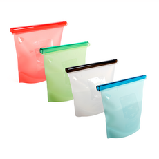 OUTSY 果凍QQ矽膠密封食物袋/分裝袋/調理袋 4件組 食品級矽膠, 顏色隨機, 1組