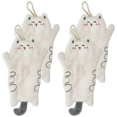 半島良品 擼貓感超吸水擦手巾 25 x 15cm 白貓, 4個