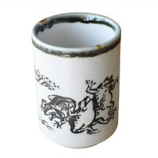 佐和陶瓷 鳥獸戲畫手握杯 日本製 160ml 10 x 7cm 260ml, 1個, 白色