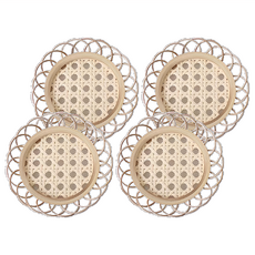 MYUMYUMYU 沐慕家居 手工竹編隔熱杯墊, 4個, 木色