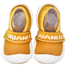 韓國最新透氣手工嬰兒鞋 - 芥末黃 針織棉鞋面 防滑鞋底, 12.5cm