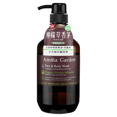 Amma Garden 艾瑪花園 檸檬草香茅保濕沐浴膠, 臉部身體可用, 蘊含維他命B3+B5+E, 有機成分75%, 750ml, 1件