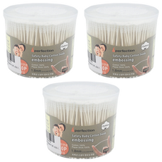 Perfection 嬰兒專用紙軸棉花棒 1.8mm柔軟彎曲, 600支, 3罐