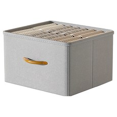 小麥購物 布藝抽屜式摺疊衣服收納箱 L2432, 1個, 灰色