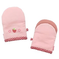 Mother garden 廚房手套 野草莓 粉色格子花邊, 1雙