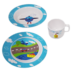 guzzini 童趣餐具組, 交通工具, 大盤 + 小盤 + 杯子, 1組