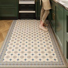 米伽尤拉 復古花紋PVC 抹净地墊, 180 x 140cm, 1個