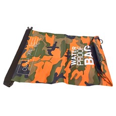 PUSH! 迷彩單肩手提防水漂流袋 15L, 澄色