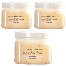 BOUQUET GARNI 身體磨砂膏 White Musk, 細微顆粒糖, 4種植物萃取物, 500g, 3罐