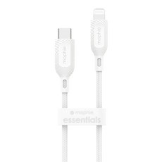 mophie essentials 編織快速充電傳輸線 USB-C to Lightning 適用於所有支援Lightning充電設備, 200cm, 白色, 1條