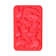 sillymann 100%鉑金矽膠可愛動物分裝盒 (Safari), 紅色, 1個