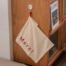 沐慕家居吸水可掛式擦手巾 30 x 49cm merci白色, 4條, 1組