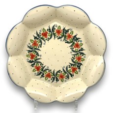 CERAMIKA WIZA 波蘭陶 小紅莓果系列 花型派盤 26 x 26 x 5cm, 混合顏色, 1個