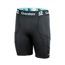 Greaten 極騰 男款 機能壓縮短褲 快乾 舒適 親膚透氣 彈性布料 適用於各種球類和訓練, L, 黑