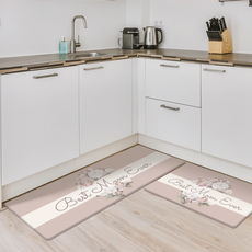 PVC防油防水皮革地墊 短款, 多種印花可選, 75 x 45cm, 摩卡花束, 1個