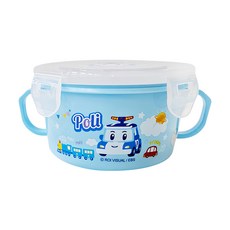 ROBOCAR POLI 波力 不鏽鋼雙耳隔熱碗 400ml KS-8603PL 15.5 x 13.5 x 7cm, 波力 藍色, 1個