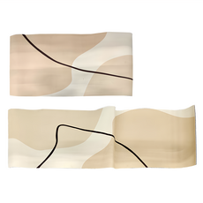 廚房日式侘寂風防油PVC皮革地墊, 方形幾何米黃, 1組