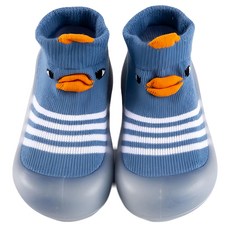 兒童款寬頭防滑透氣膠底學步鞋 - 襪套鞋 22-23, 13.5cm, 高筒藍條紋鴨