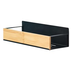 Mega 日式木紋冰箱磁吸置物架 2入組 黑色 碳鋼材質+梨花木+磁鐵, 1組