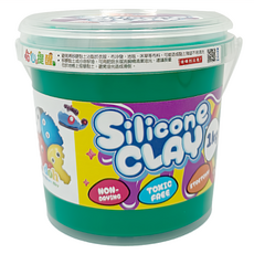 Q-doh 有機矽膠黏土 歡樂柔軟量量桶 1KG 無毒, 綠色, 1桶