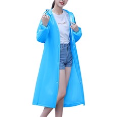 全身防護防疫面罩雨衣, EVA環保面料, M/L/XL尺寸, 藍色, 加長款M