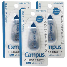 KOKUYO 國譽 Campus 象牙白修正帶 B罫 5.5mm x 6m, 藍色, 3個