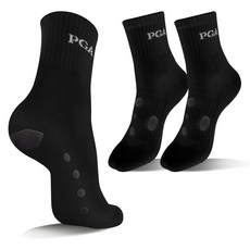 PGA TOUR 男士防滑墊中筒壓力高爾夫球襪 PGAM-01, 黑色, 3個