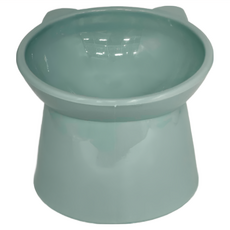 Kiyodo 斜口高腳寵物碗, 綠色, 1個