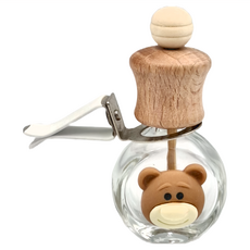 可愛卡通圖案汽車用擴香瓶 加厚玻璃 木質瓶蓋 耐磨耐用, 1個