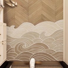 AFAMIC 艾法 奶咖系 刮泥可剪裁玄關腳踏墊/絲圈印花地墊, 1個, 麥浪