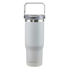 MOCODO 伴佳家 陶瓷雙飲提提杯, 大提把設計, 矽膠止滑杯底, 9cm超大口徑, 900ml, 海霧灰, 1個