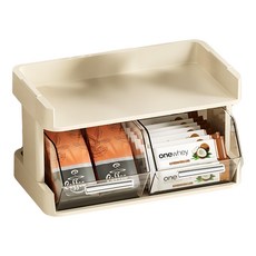 艾米購物 茶包收納盒 2層 奶油黃 透明抽屜 多場景適用, 1個