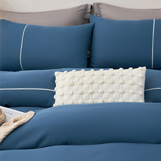 NATURALLY JOJO 50%素色抗菌天絲床包3件組 (含枕套), 雙人, 鳶尾藍