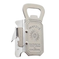 IDEAL 新考社 鑽石 不鏽鋼 開罐器 開瓶器 8 x 5cm, 銀色, 1個