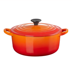 LE CREUSET 圓鐵鍋, 1個, 火焰橘, 20cm