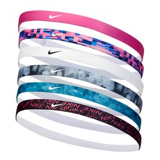 NIKE 耐吉 印花髮帶 6入, 粉藍格子, 1組