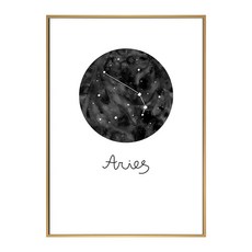 白羊座 Aries 星座掛畫, 原木色