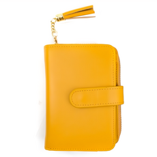 4COIN 真皮頭層牛皮翻頁式20卡位女夾, 13 x 9.2 x 3.4cm, 古黃色