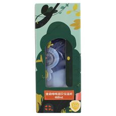 魔法熊 316兒童保溫杯, 食用級矽膠吸管 直飲式鎖扣蓋 鎖水密封裝置 安全防漏 搭配背帶 可調節 出行攜帶方便, 深藍, 460ml, 1個