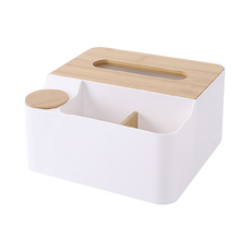 FAmILyLIFE 生活 孟宗竹多功能衛生紙收納盒 FL-274 17.5*19.7*10.3cm, 純淨白, 1個