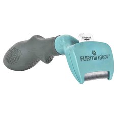 FURminator 專利去毛梳 適用於小型貓 毛髮長度2吋以上 無毒塑膠握把 不鏽鋼刀頭, 1支, 藍色