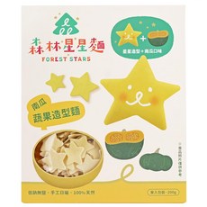 森林麵食 森林星星麵 黃金南瓜, 寶寶麵條 200g/盒, 1盒