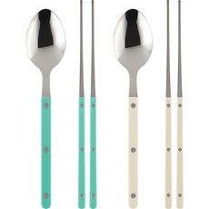 Sierre Parve 雙人湯匙筷子組, 1組, 淡綠色,象牙色, 2便士勺+2便士筷子