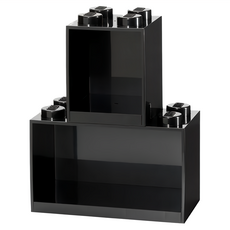 LEGO 樂高 置物架兩件套組 ABS塑膠, 四凸15.9 x 15.9 x 21.1cm + 八凸31.8 x 15.9 x 21.1cm, 黑色, 1組