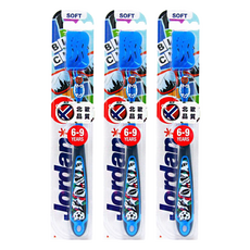 Jordan 兒童牙刷 6~9歲, 顏色隨機, 1入, 3支